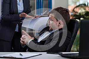 Employee listening remarks from boss