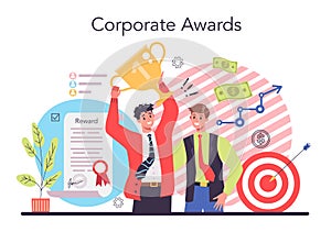 Employee loyalty concept. Corporate awards culture. Staff management photo