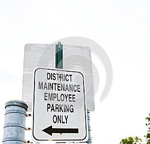 Employee Maintenance Parking Metal Sign White and Black