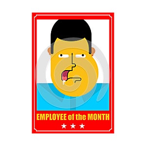 Employee of month. Best worker. Portrait in frame on wall. Vector illustration