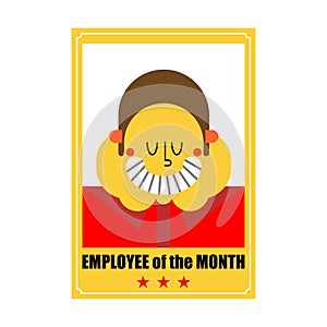 Employee of month. Best worker. Portrait in frame on wall. Vector illustration