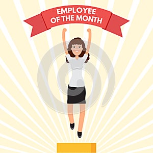 Employee of the Month character on winners` podium.