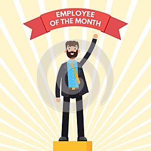 Employee of the Month character on winners` podium.