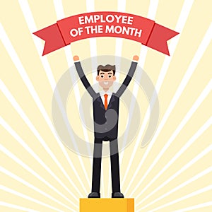 Employee of the Month character on winners` podium.