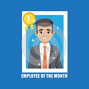 Employee of the month. Flat vector cartoon illustration