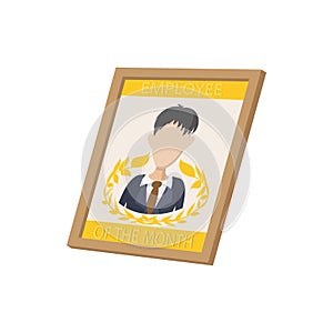 Employee of the month icon, cartoon style