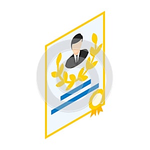 Employee of the month icon, isometric 3d style