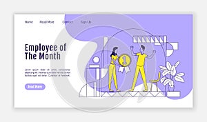 Employee of the month landing page flat silhouette vector template