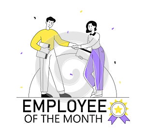 Employee of month line vector concept