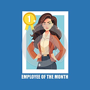 Employee of the month poster with businesswoman