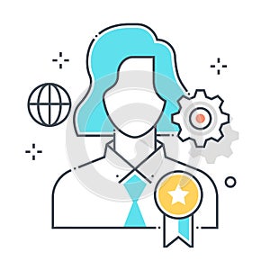 Employee of the month related color line vector icon, illustration