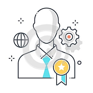 Employee of the month related color line vector icon, illustration