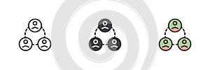 Employee network icon set in line, solid and filled outline style