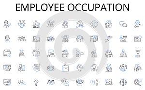 Employee occupation line icons collection. Engagement, Branding, Virality, Influence, Segmentation, Persuasion photo