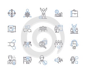 Employee occupation outline icons collection. Worker, Job, Occupation, Profession, Employee, Laborer, Staff vector and