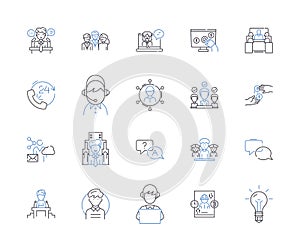 Employee occupation outline icons collection. Worker, Job, Occupation, Profession, Employee, Laborer, Staff vector and