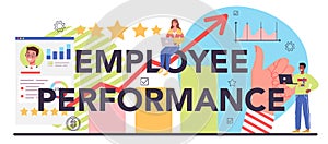 Employee performance typographic header. KPI, testing form and report
