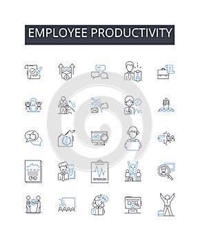 Employee productivity line icons collection. Job satisfaction, Work efficiency, Labor output, Staff efficiency
