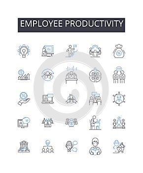Employee productivity line icons collection. Job satisfaction, Work efficiency, Labor output, Staff efficiency