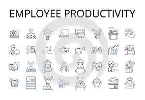 Employee productivity line icons collection. Job satisfaction, Work efficiency, Labor output, Staff efficiency