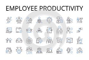 Employee productivity line icons collection. Job satisfaction, Work efficiency, Labor output, Staff efficiency