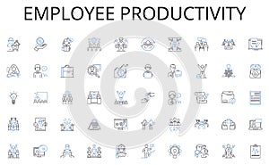 Employee productivity line icons collection. Reflection, Meditation, Reflection, Speculation, Consideration, Conjecture