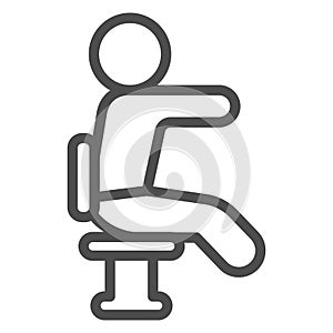 Employee quirks line icon, officesyndrome concept, employee on chair vector sign on white background, man on chair