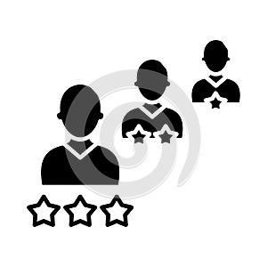 Employee rating black icon, concept illustration, vector flat symbol, glyph sign.