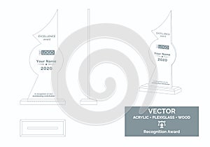 Abstract Trophy Vector Template, Business Trophy Distinction Award. photo