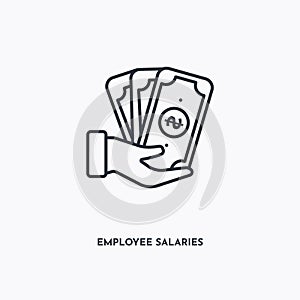 Employee salaries outline icon. Simple linear element illustration. Isolated line employee salaries icon on white background. Thin
