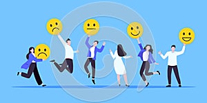 Employee satisfaction attitude survey feedback business concept flat style vector illustration.