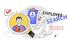 Employee search - modern colorful flat design style web banner