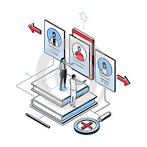 Employee selection - modern line isometry design style illustration