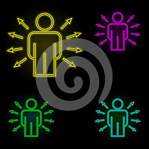 employee selection neon color set icon. Simple thin line, outline vector of business organisation icons for ui and ux, website or