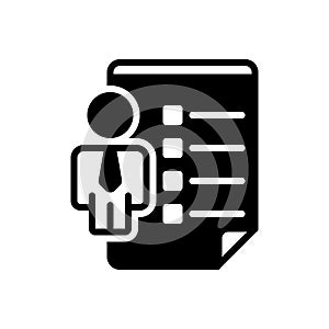 Black solid icon for Employee Skills, employee and dexterity photo