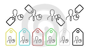 Employee statistics vector icon in tag set illustration for ui and ux, website or mobile application