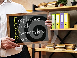 Employee Stock Ownership Plan ESOP is shown on the conceptual business photo
