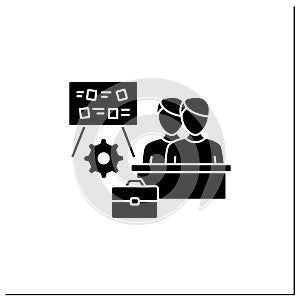 Employee task management glyph icon