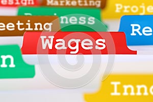 Employee wages financial business concept register in documents photo