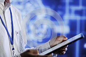 Employee writes AI code on laptop