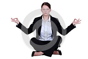 Employee in a yoga position