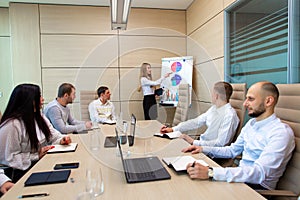 Employees gathered for a conference in the office