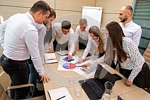 Employees gathered for a conference in the office