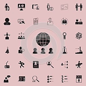 employees and the globeicon. HR & Heat hunting icons universal set for web and mobile