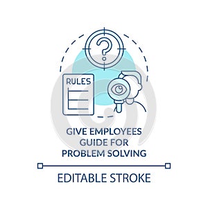 Employees guide for problem solving turquoise concept icon
