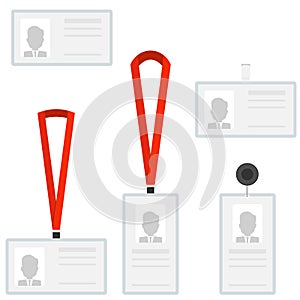 Employees identification card id badges. A set of identification cards.