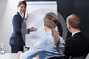 Employees listening interesting presentation