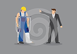 Employer Discrimination Against Injured Worker Vector Illustration