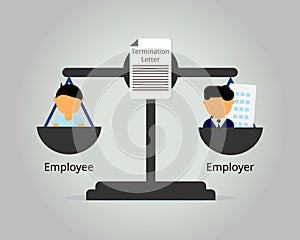 Employer fight with employee in the court for misconduct termination and severance pay vector