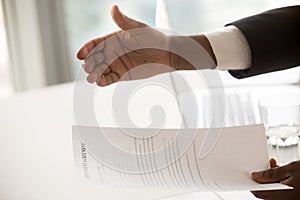 Employer giving employment agreement to candidate